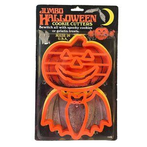 Jumbo Halloween Cookie Cutters Pumpkin Bat Shapes Durable Plastic Made In USA